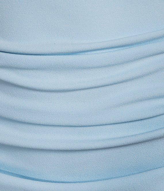 Gibson & Latimer Crepe Knit Asymmetric Neck One Shoulder Off-the-Shoulder Short Sleeve Ruched Sheath Midi Dress Product Image