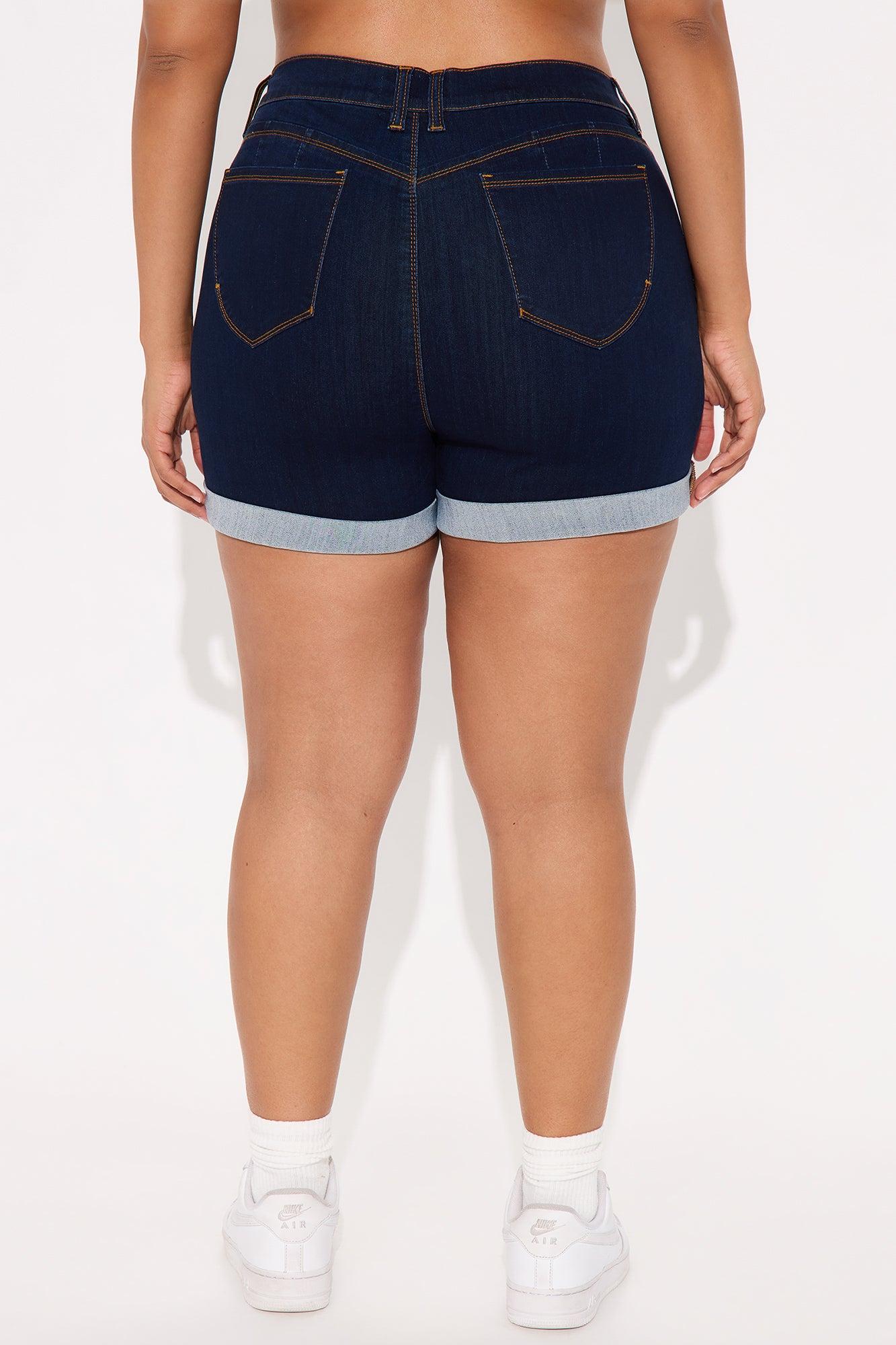 Alejandra High Rise Booty Lifter Denim Shorts - Dark Wash Product Image
