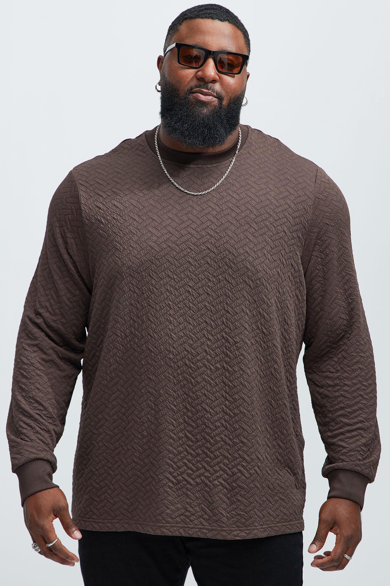 We Outside Textured Long Sleeve Tee - Brown Product Image