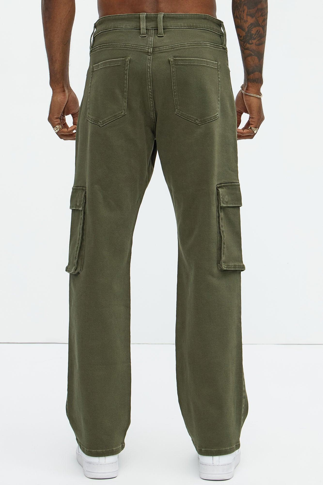 Classic Straight Cargo Jeans - Olive Product Image