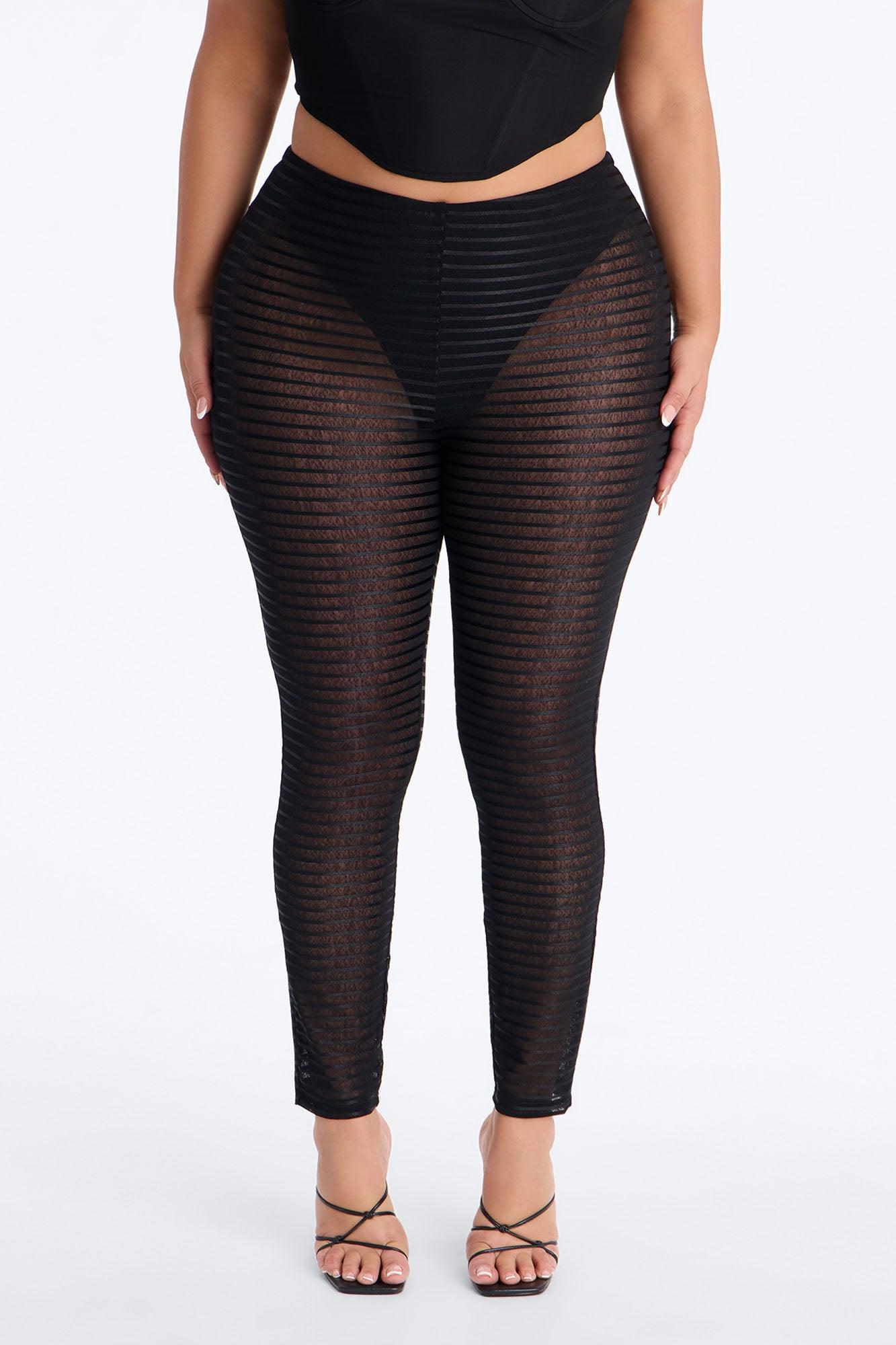 Kaylee Mid Rise Sheer Mesh Legging - Black Female Product Image