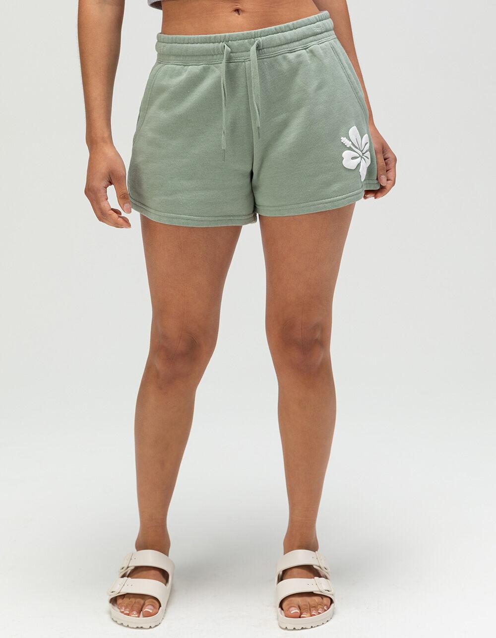 RIOT SOCIETY Hibiscus Womens Fleece Shorts - SAGE Product Image