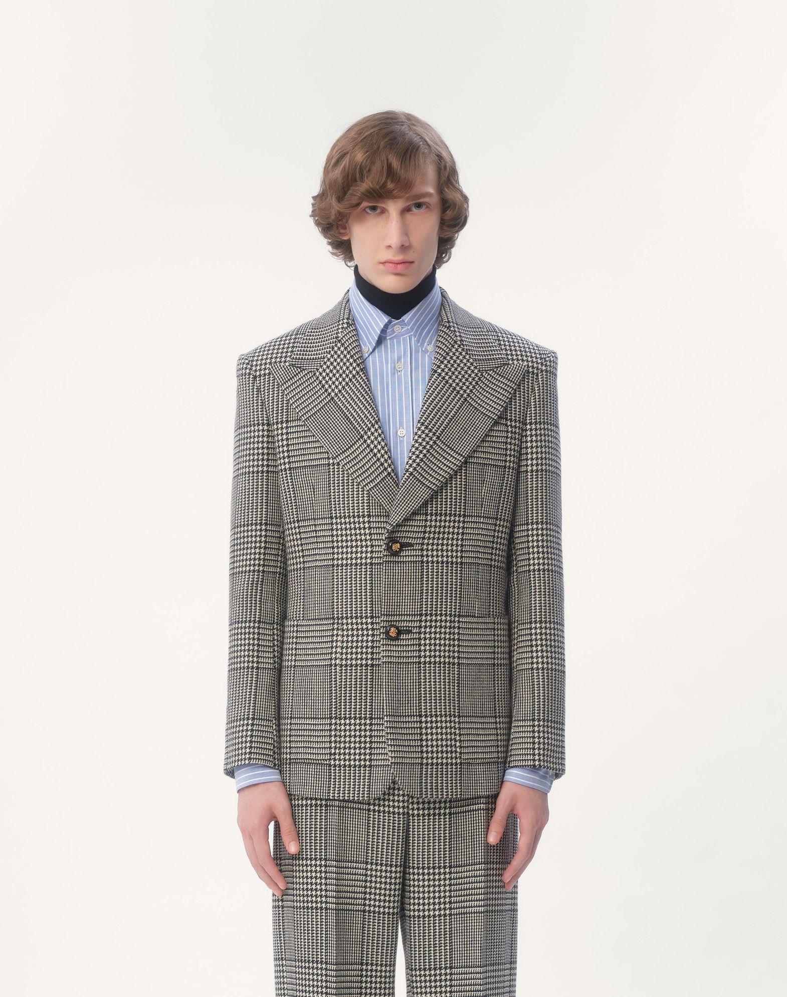 Single-Breasted Wool Jacket With Check Pattern On Houndstooth Product Image