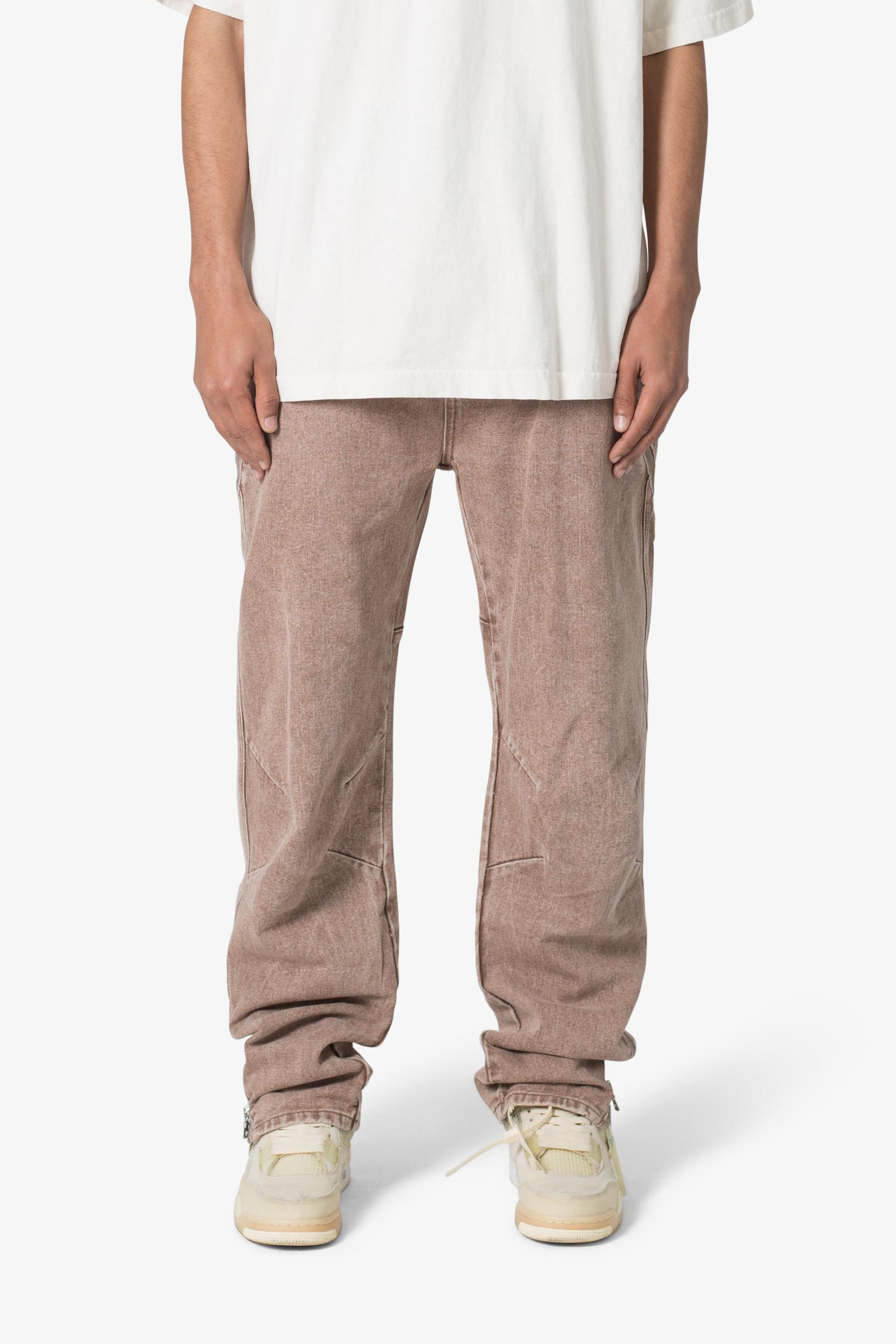 V628 Baggy Zipper Denim - Brown Product Image
