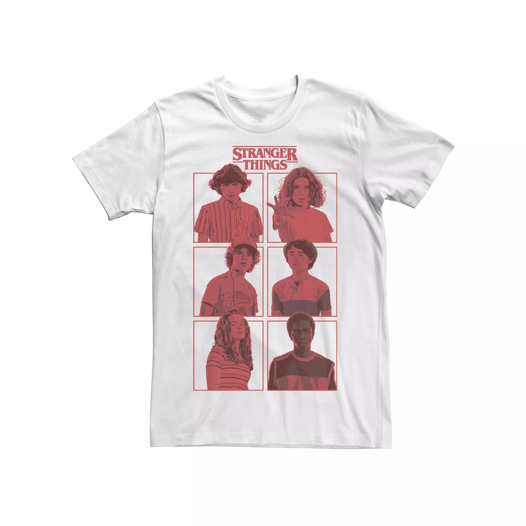 Men's Stranger Things Group Shot Red Box Up Tee, Size: XS, White Product Image
