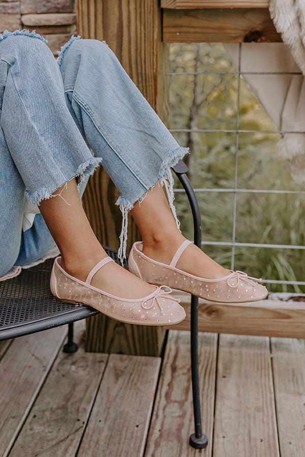 The Ariel Rhinestone Embellished Flat in Natural Product Image