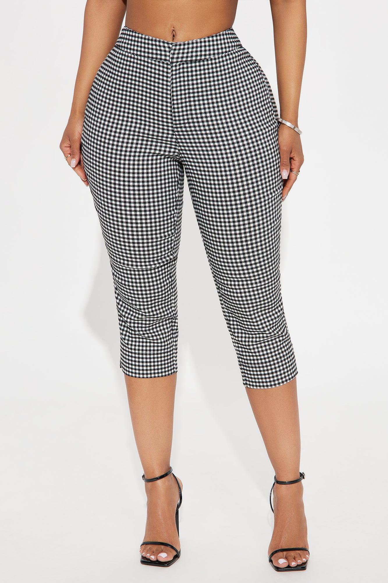 Elsie Gingham Capri Pant - Black/White Product Image