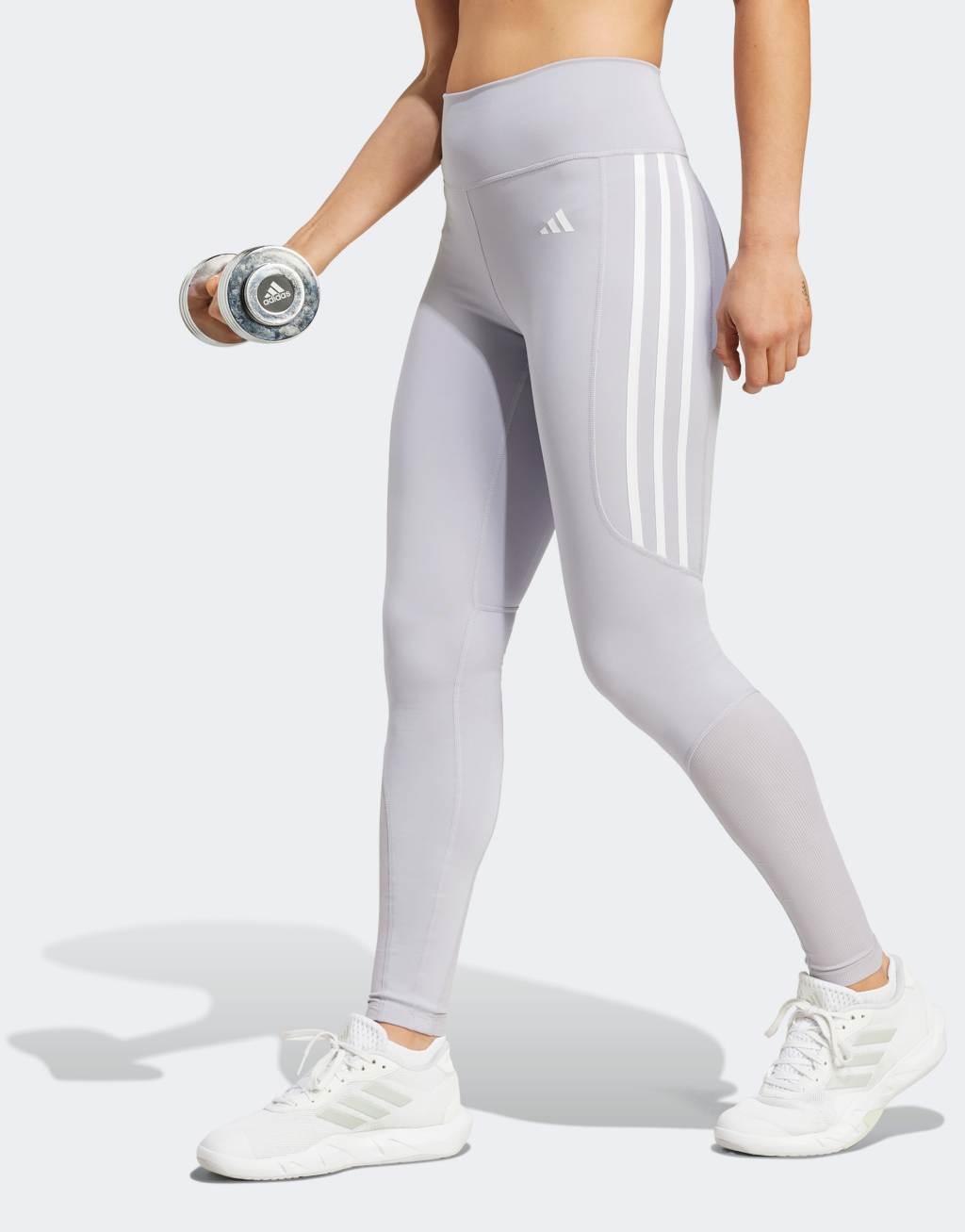 adidas Performance Mat Mix sports leggings in gray Product Image