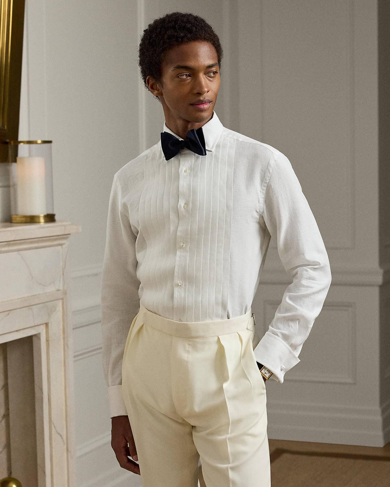 Men's NM X RL French Cuff Linen Tuxedo Shirt Product Image