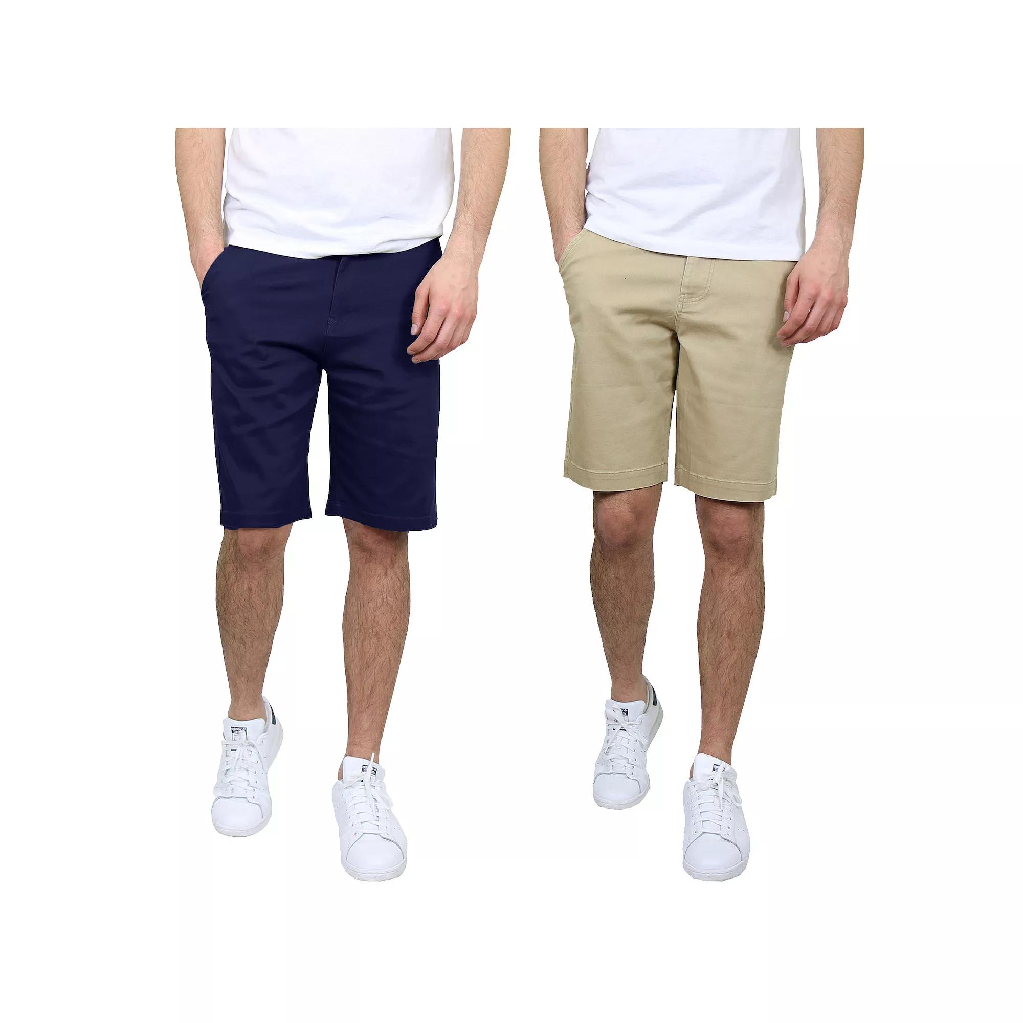Men's Galaxy 10.5" 5-Pocket Flat-Front Slim-Fit Stretch Chino Shorts 2-Pack, Size: 42, Navy Green Product Image