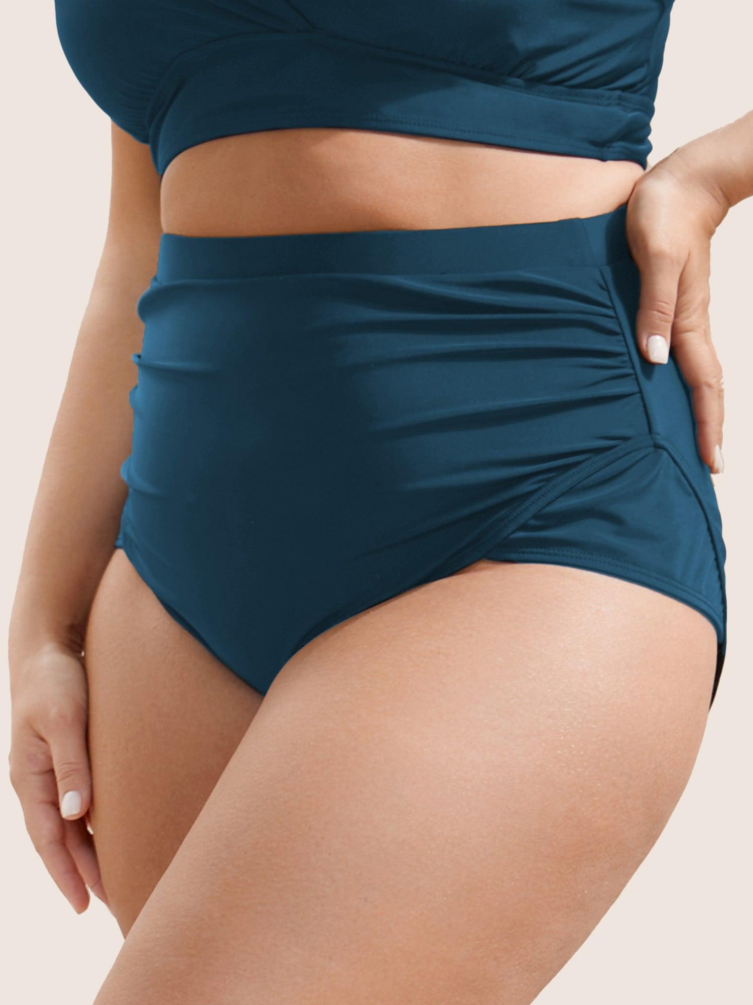 Plain Patchwork Ruched Swim Bottom Female Product Image