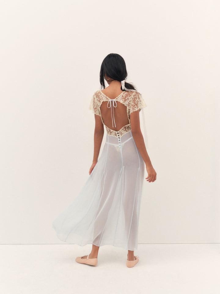 Cleo Maxi Slip Dress — Blue Product Image