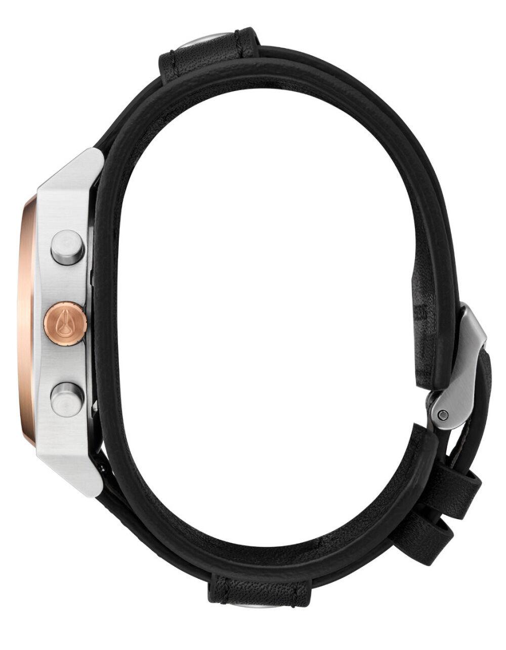NIXON Time Teller Leather Rocker - BLK/SILVER Product Image