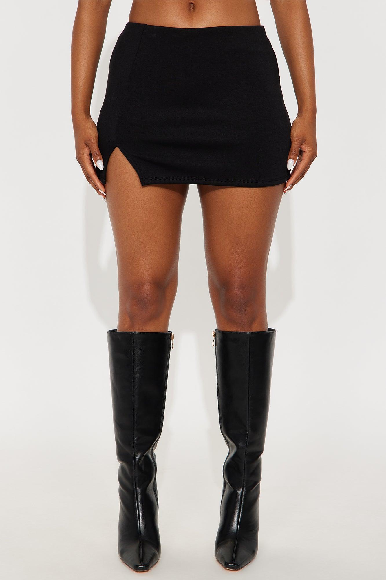 Maya Front Slit Scuba Micro Mini Skort - Black Female Product Image