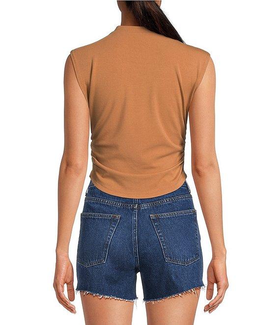 Gianni Bini Knit Mock Neck Cap Sleeve Crop Top Product Image
