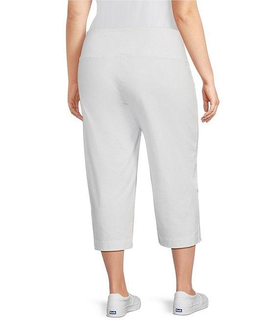 Intro Plus Size Aimee Side Button Trim Tummy Control Pull-On Capri Pants Product Image