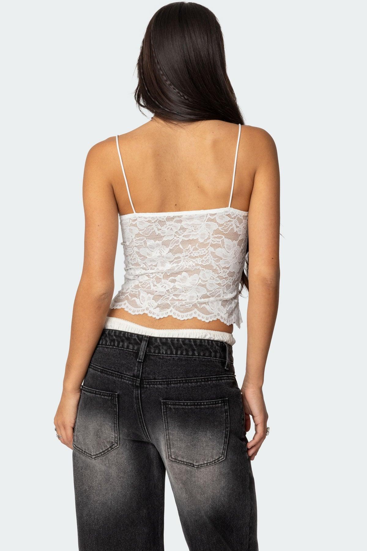 Rut Sheer Lace Tank Top Product Image