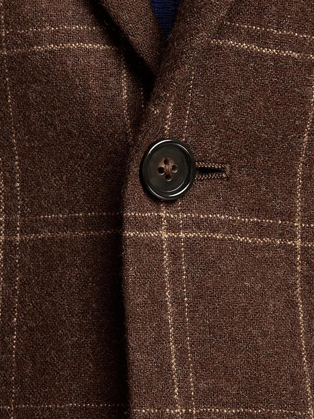 Wool Plaid Single Breasted Notch Lapel Sport Coat - Brown Product Image