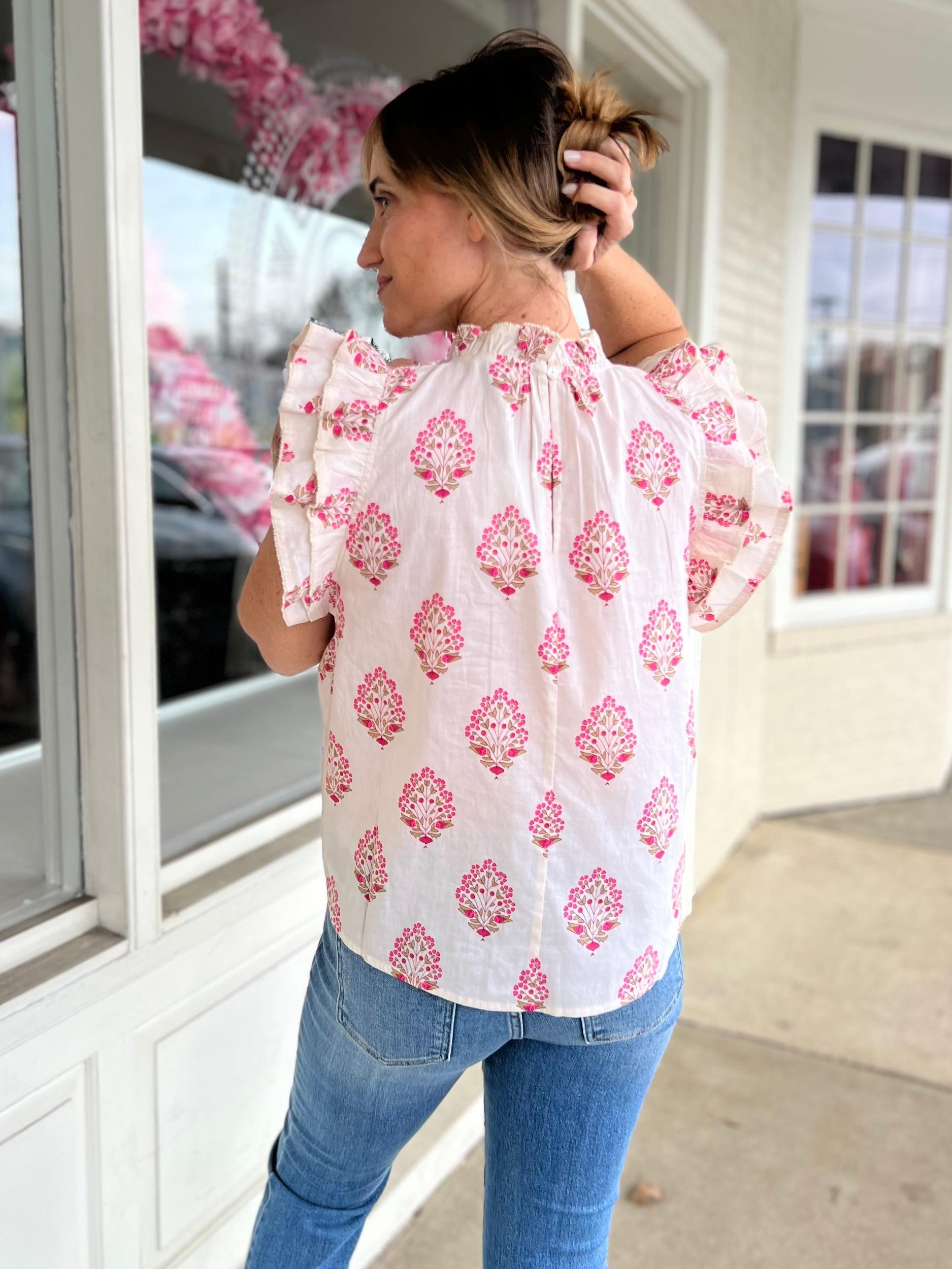 Sophie Floral Ruffle Sleeve Top Product Image