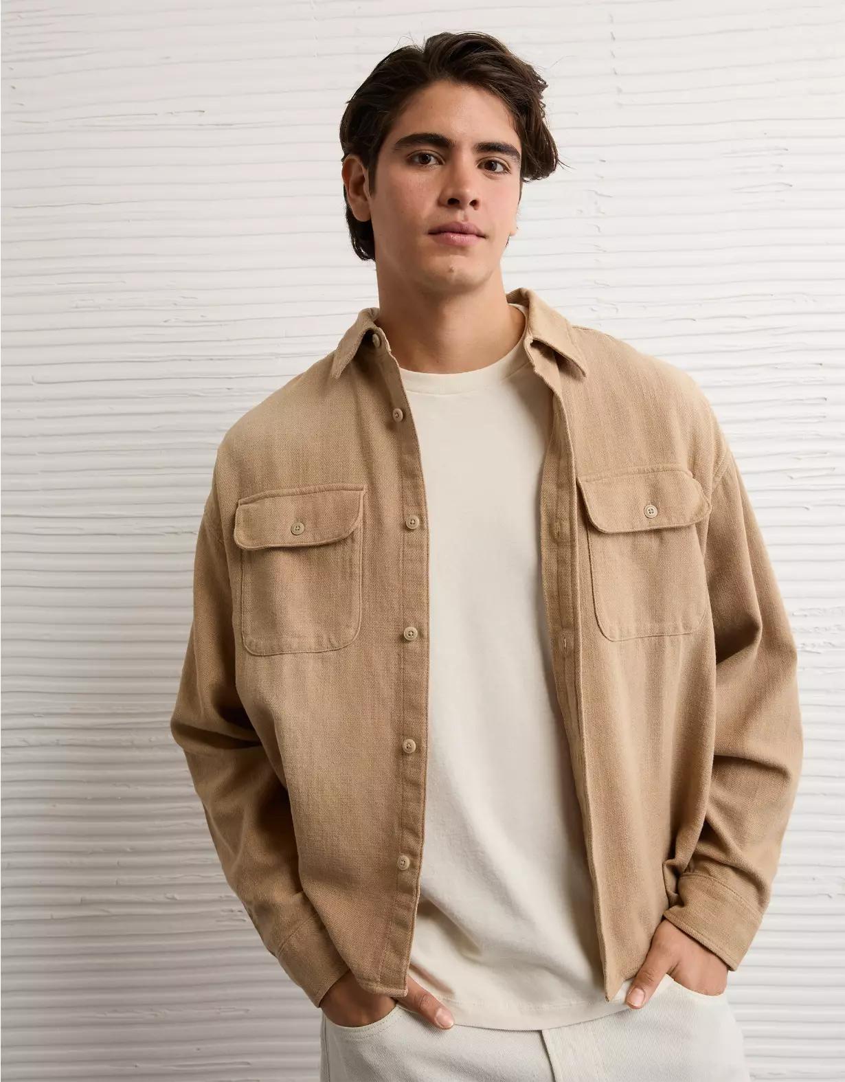 AE Boxy Flannel Shirt Product Image