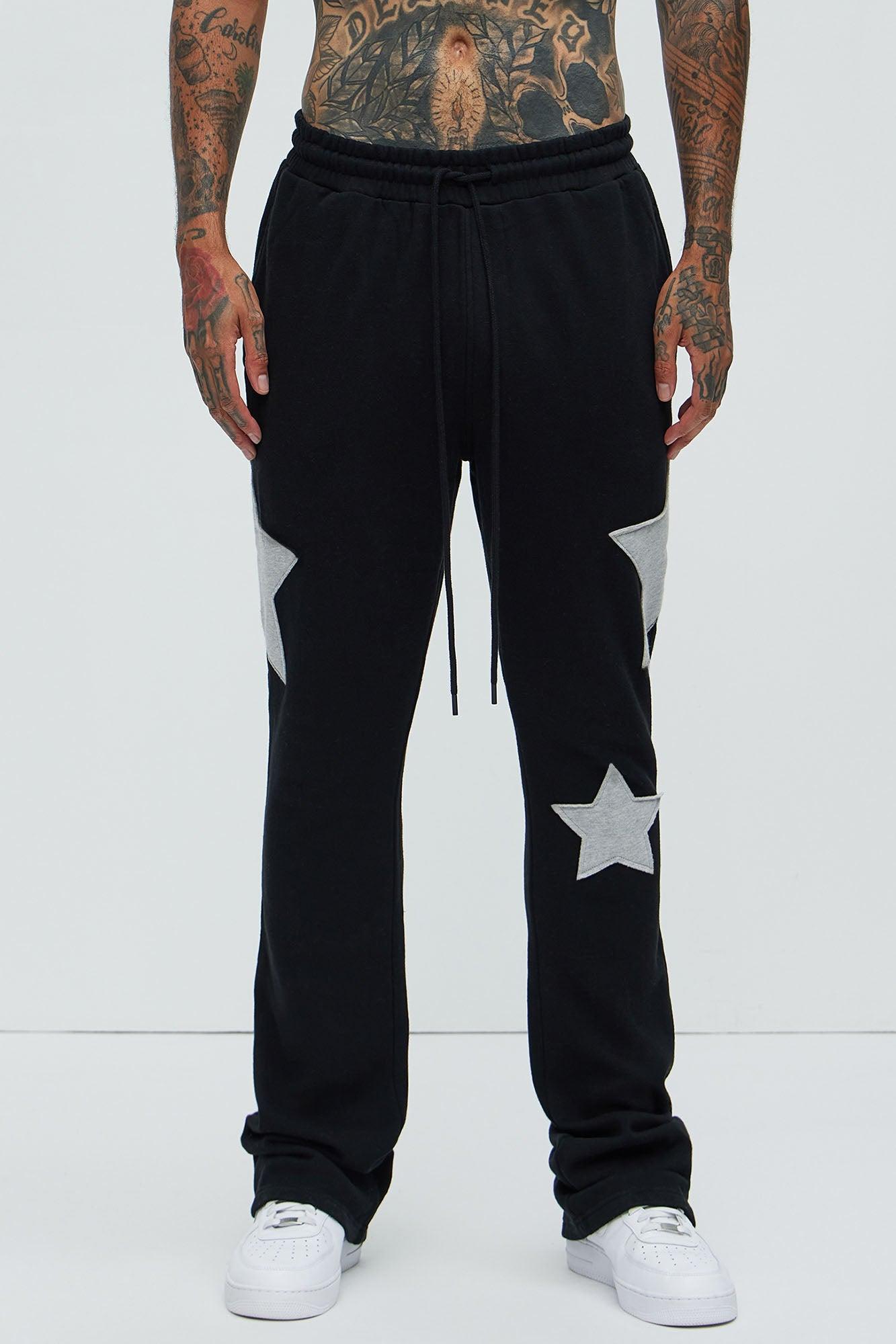 Tyson Stars Skinny Flared Sweatpants - Black Product Image