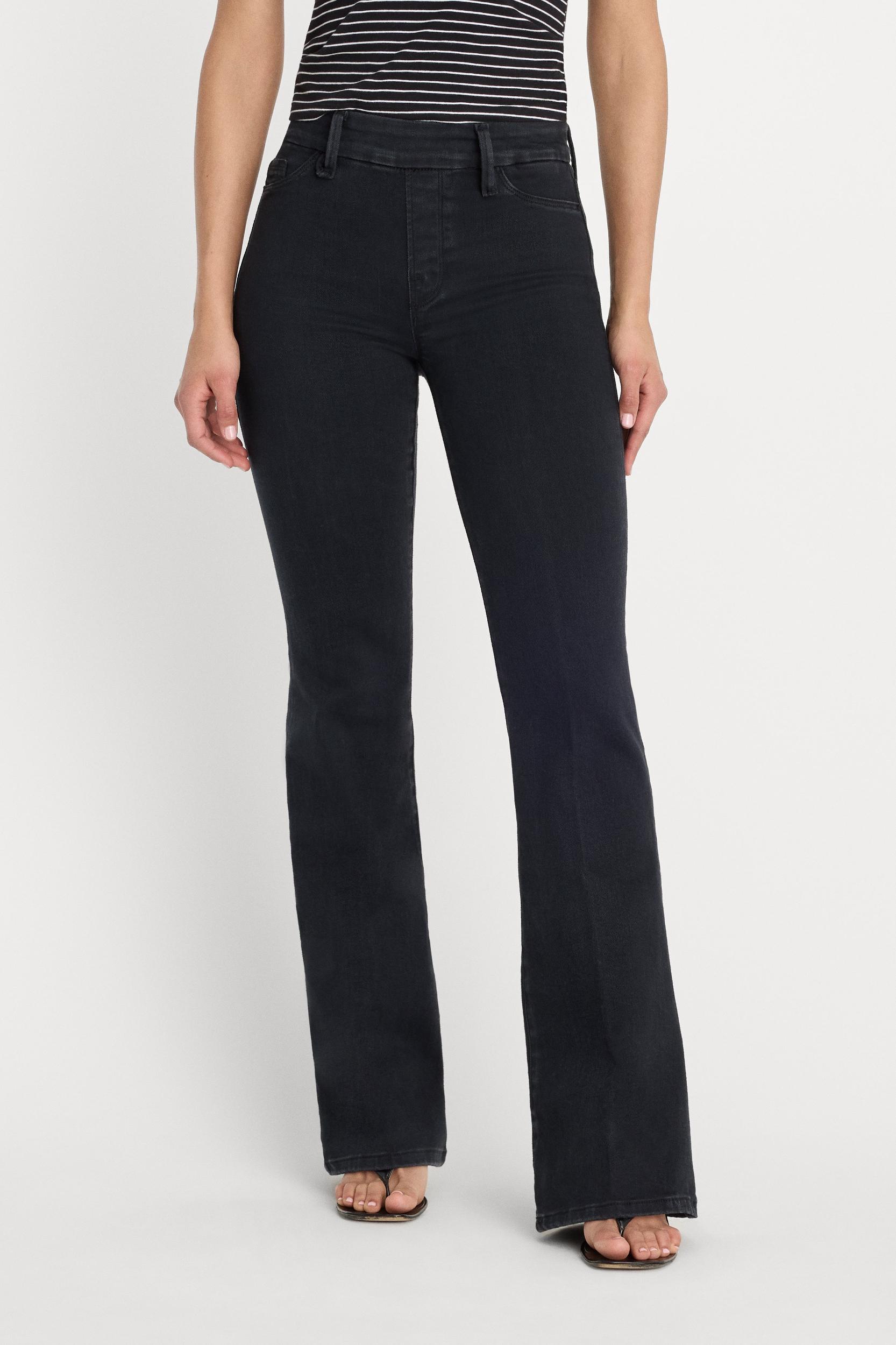 POWER STRETCH PULL-ON FLARE JEANS | BLACK001 Product Image