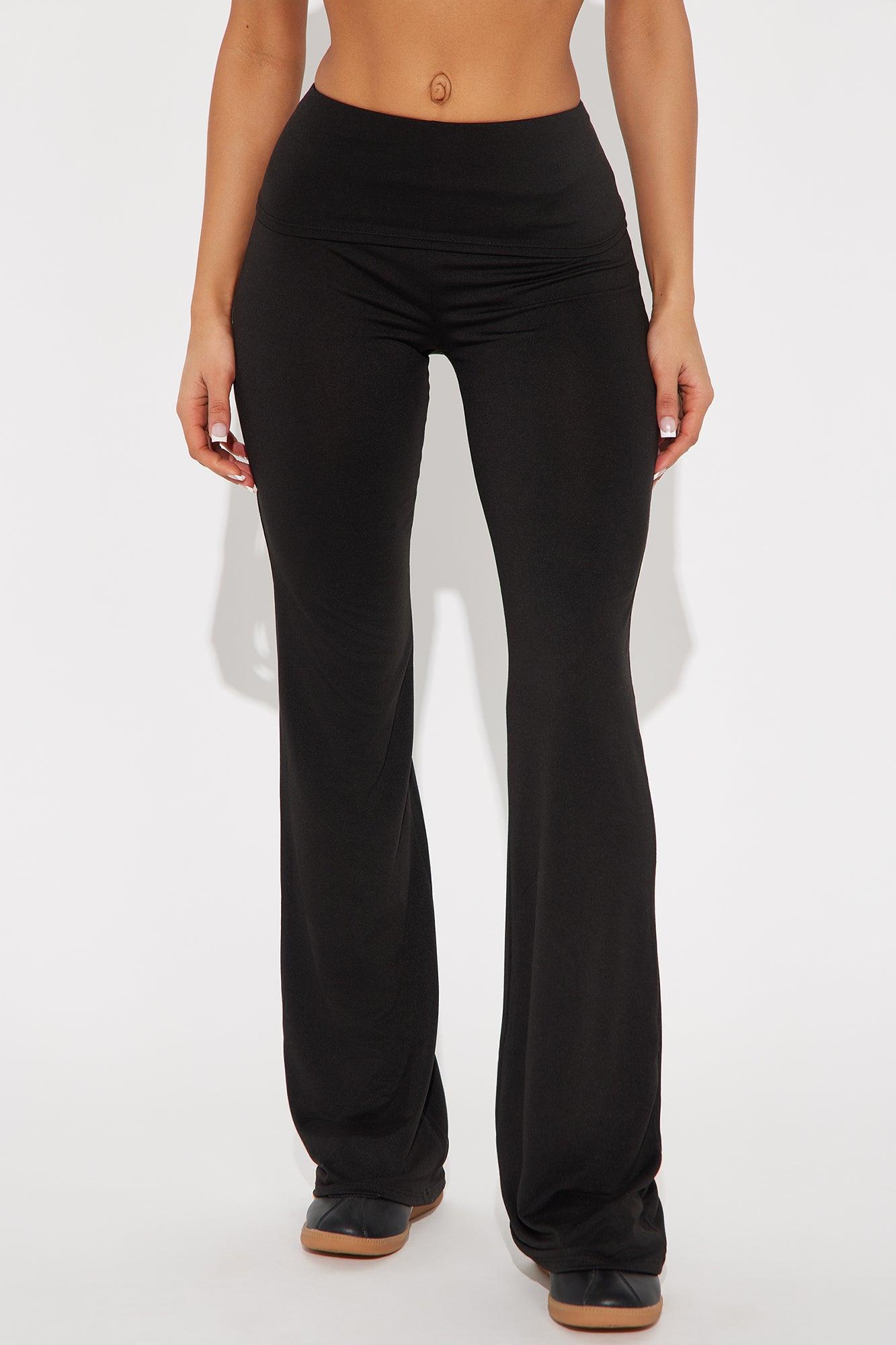 Sienna Foldover Waistband Flare Pant - Black Product Image