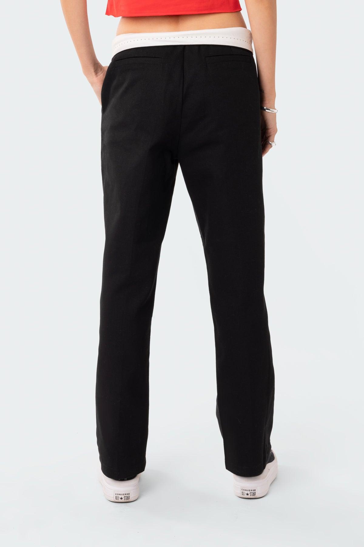 Folded Wide Leg Chino Pants Product Image