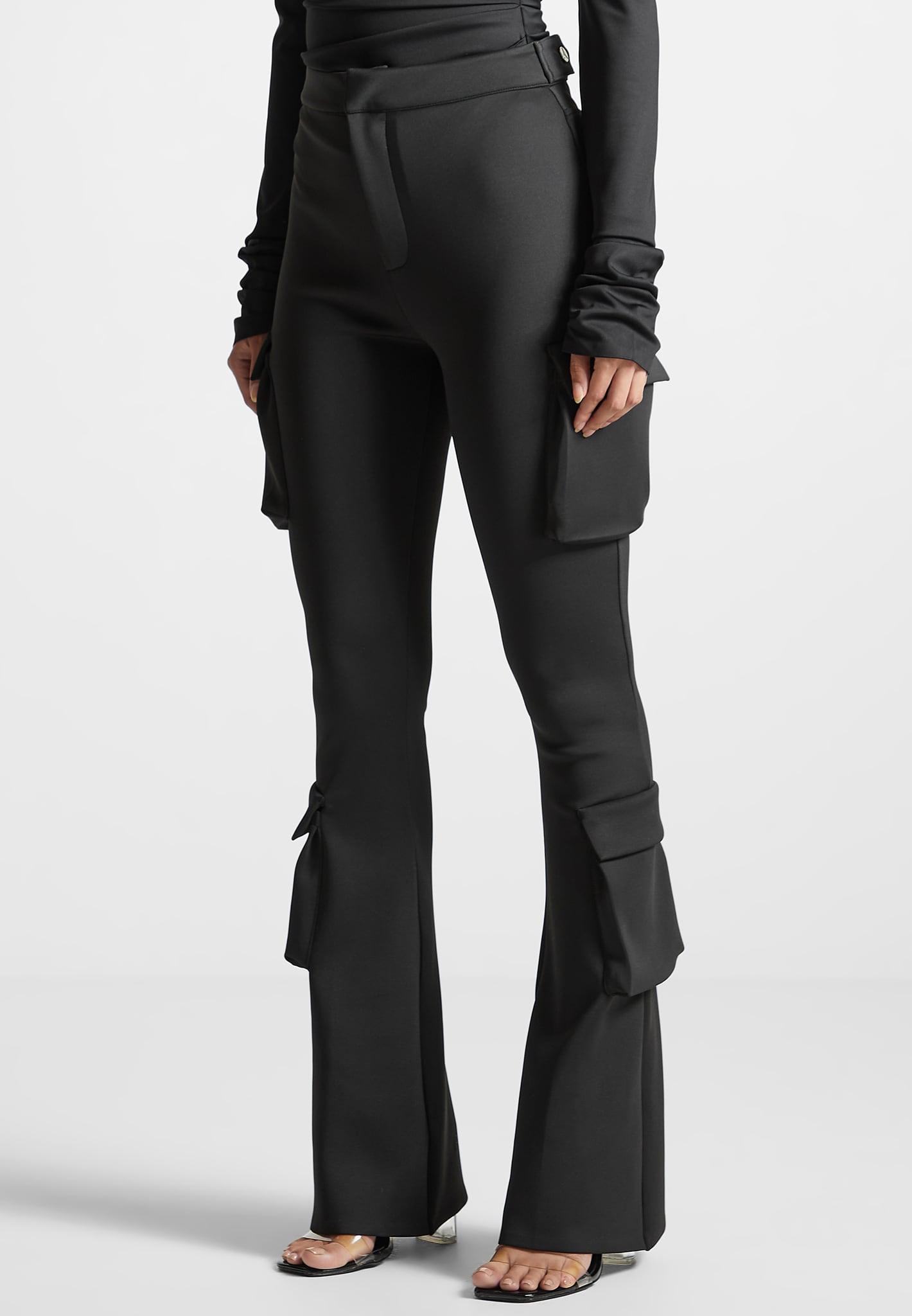 Neoprene Cargo Fit and Flare Leggings - Black Female Product Image