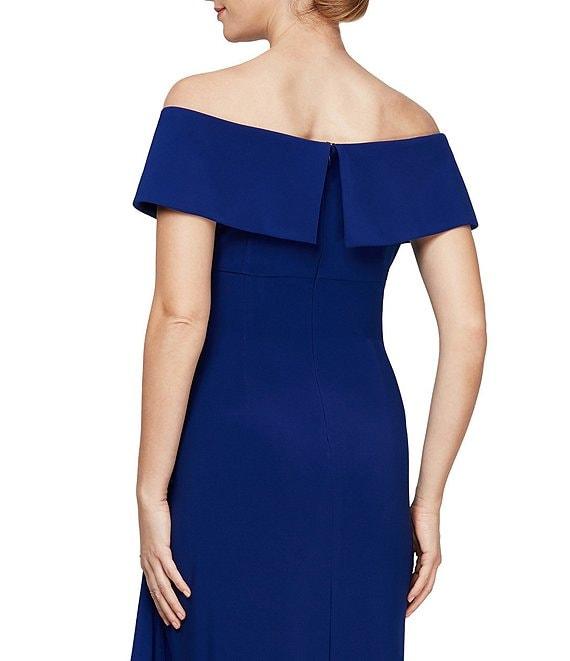 Alex Evenings Off-the-Shoulder Short Sleeve Stretch Matte Jersey Ruched Gown Product Image