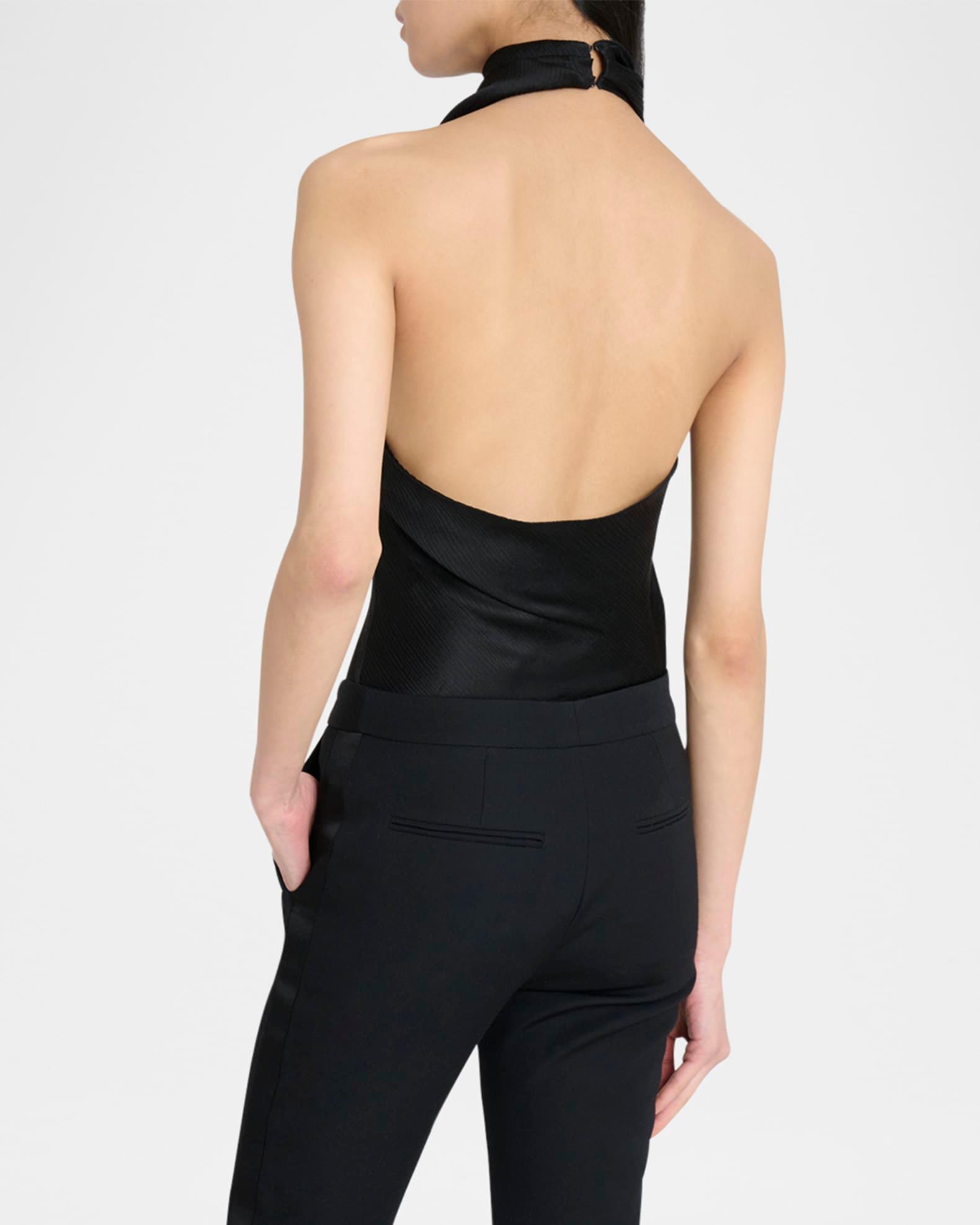 Crepe Satin Halter Cowl-Neck Top Product Image