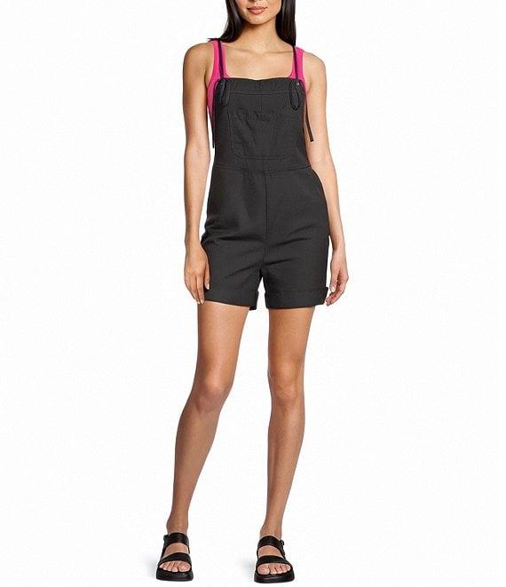 C&V Chelsea & Violet Square Neck Sleeveless Washed Twill Shortall Product Image