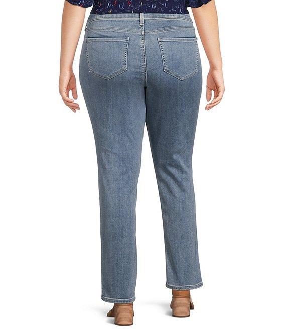 NYDJ Plus Size Sheri Slim Tonal Stitch High Rise 5-Pocket Slim Leg Ankle Jeans Product Image