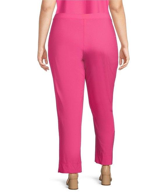 IC Collection Plus Size Stretch Woven Slim Leg Slit Hem Ankle Pants Product Image