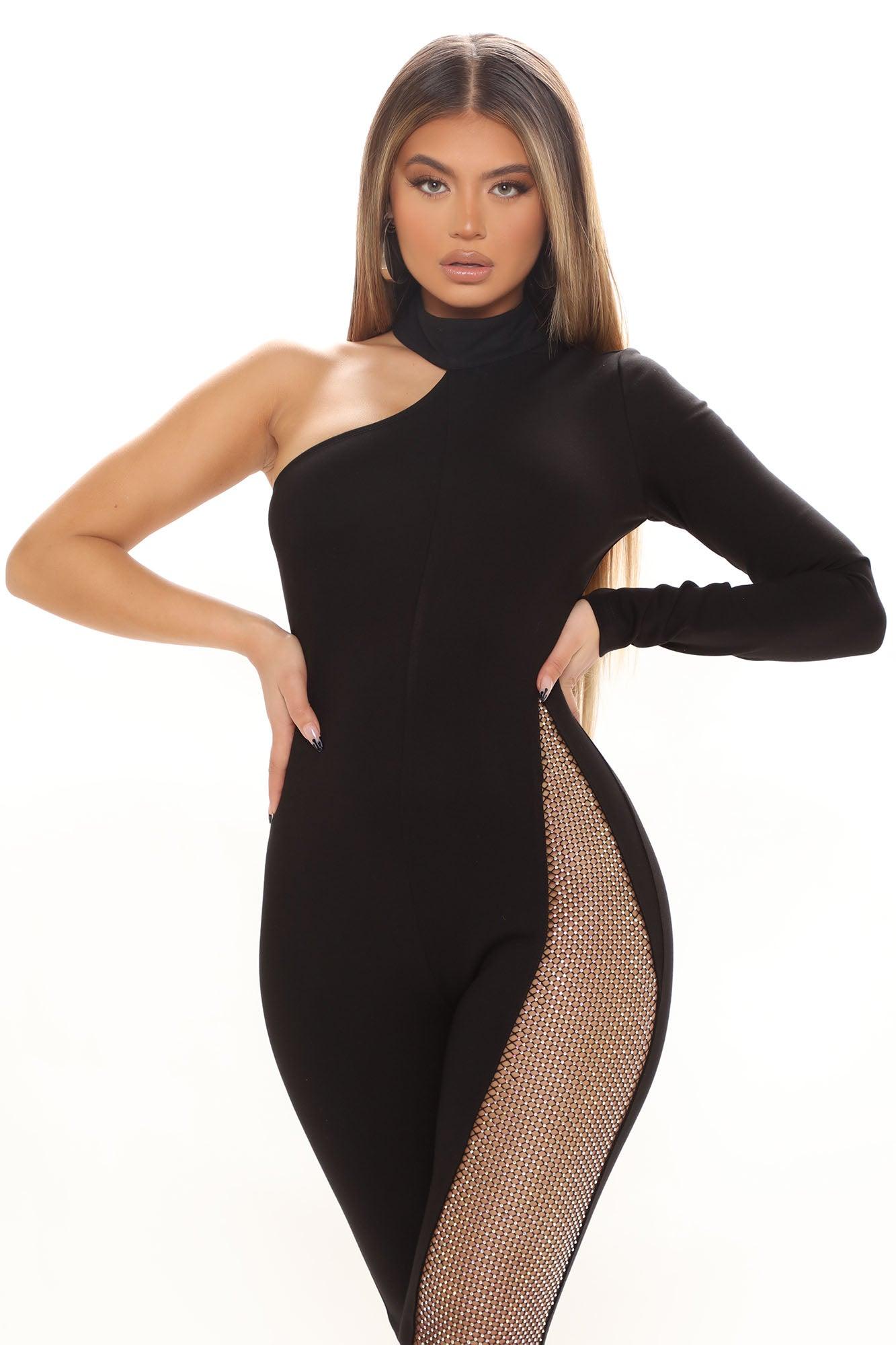 See Me Shine Embellished Jumpsuit - Black Product Image