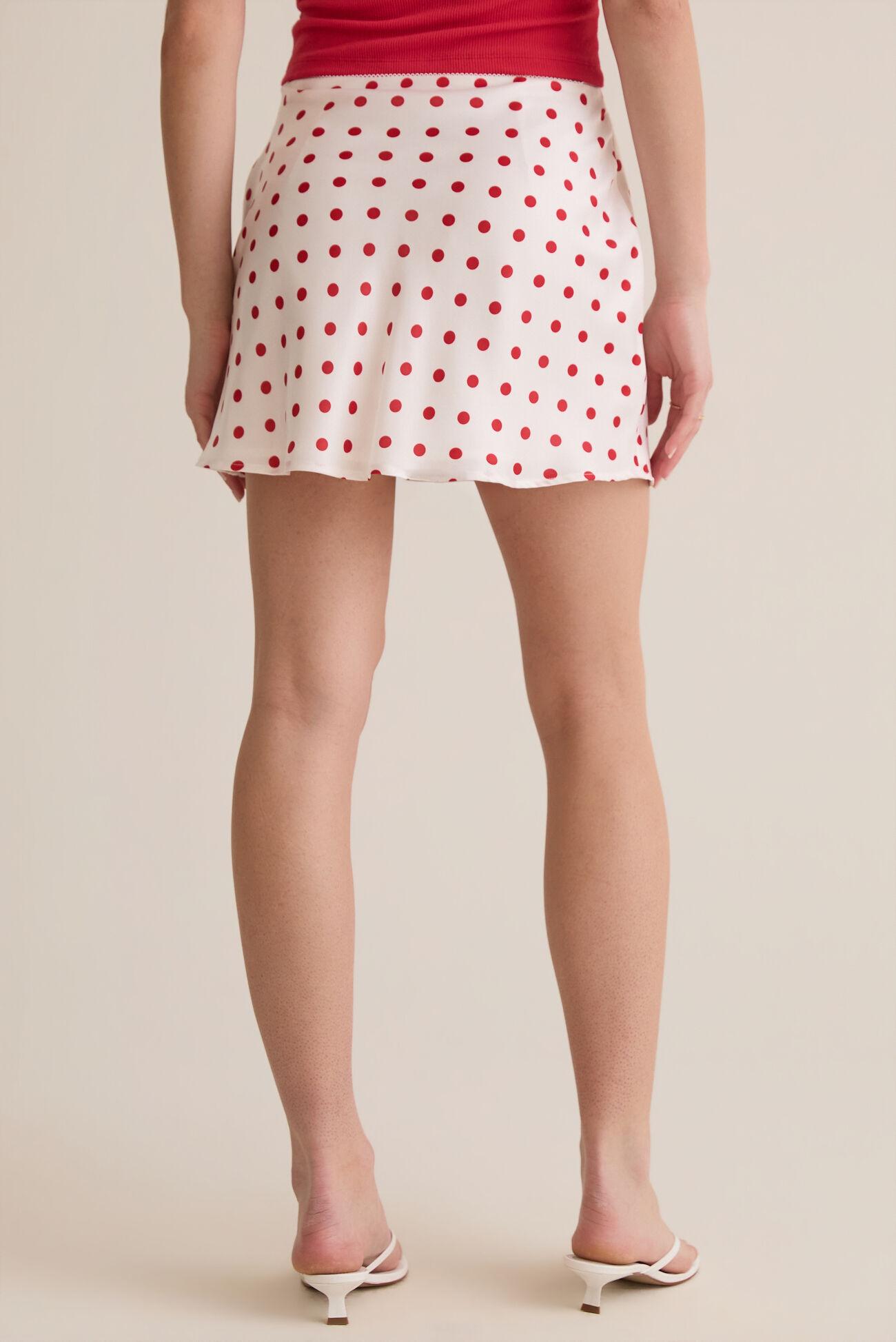 Maeve Polka Dot Satin Mini Skirt Product Image