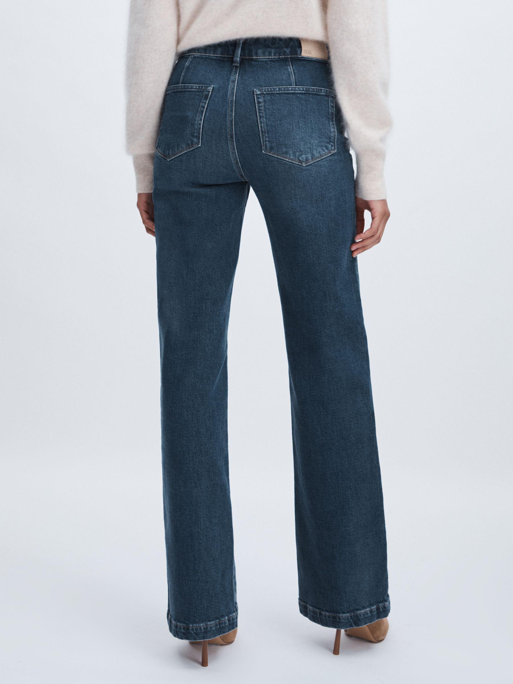 Paige Savon Blue Wide Leg Patch Pocket Jeans in Savon Blue Product Image