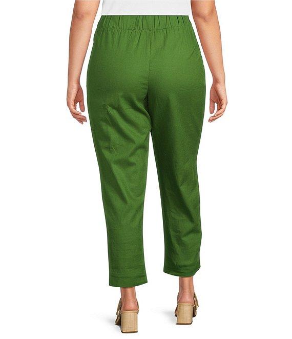 Investments Plus Size Pull-On Linen Blend Straight Leg Ankle Pants Product Image