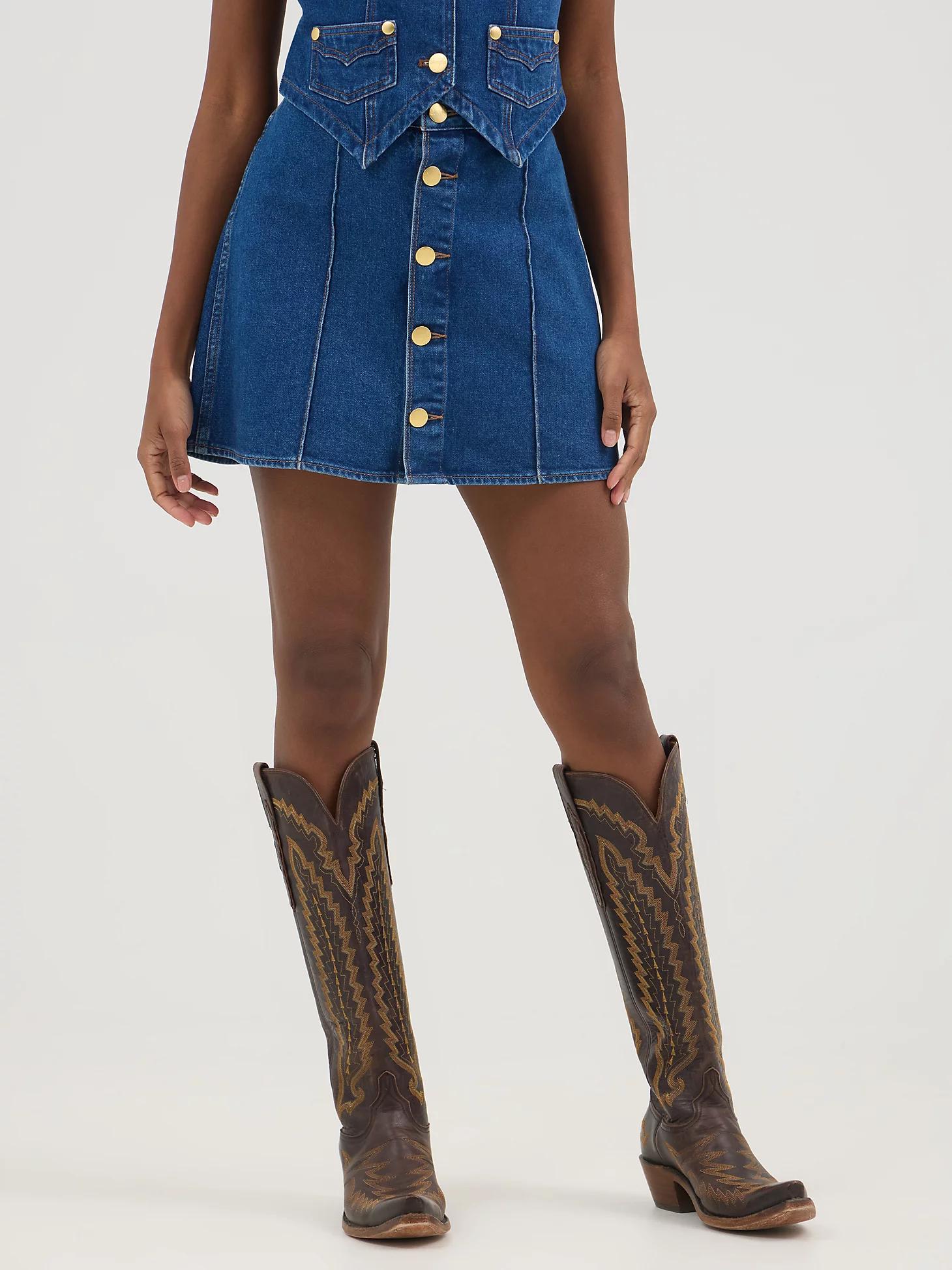 Wrangler® x Yellow Rose by Kendra Scott Denim Skirt | Women's SHORTS & SKIRTS | Wrangler® Product Image