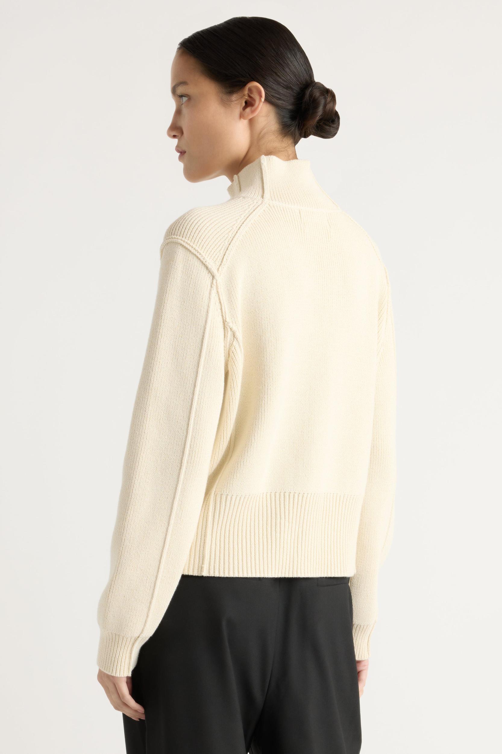 Clove Button Mock-Neck Knit Cardigan Product Image