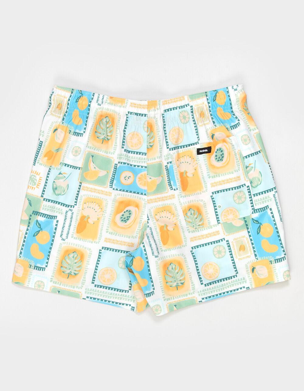 RSQ Mens Citrus 5" Swim Shorts - ORANGE/WHITE Product Image