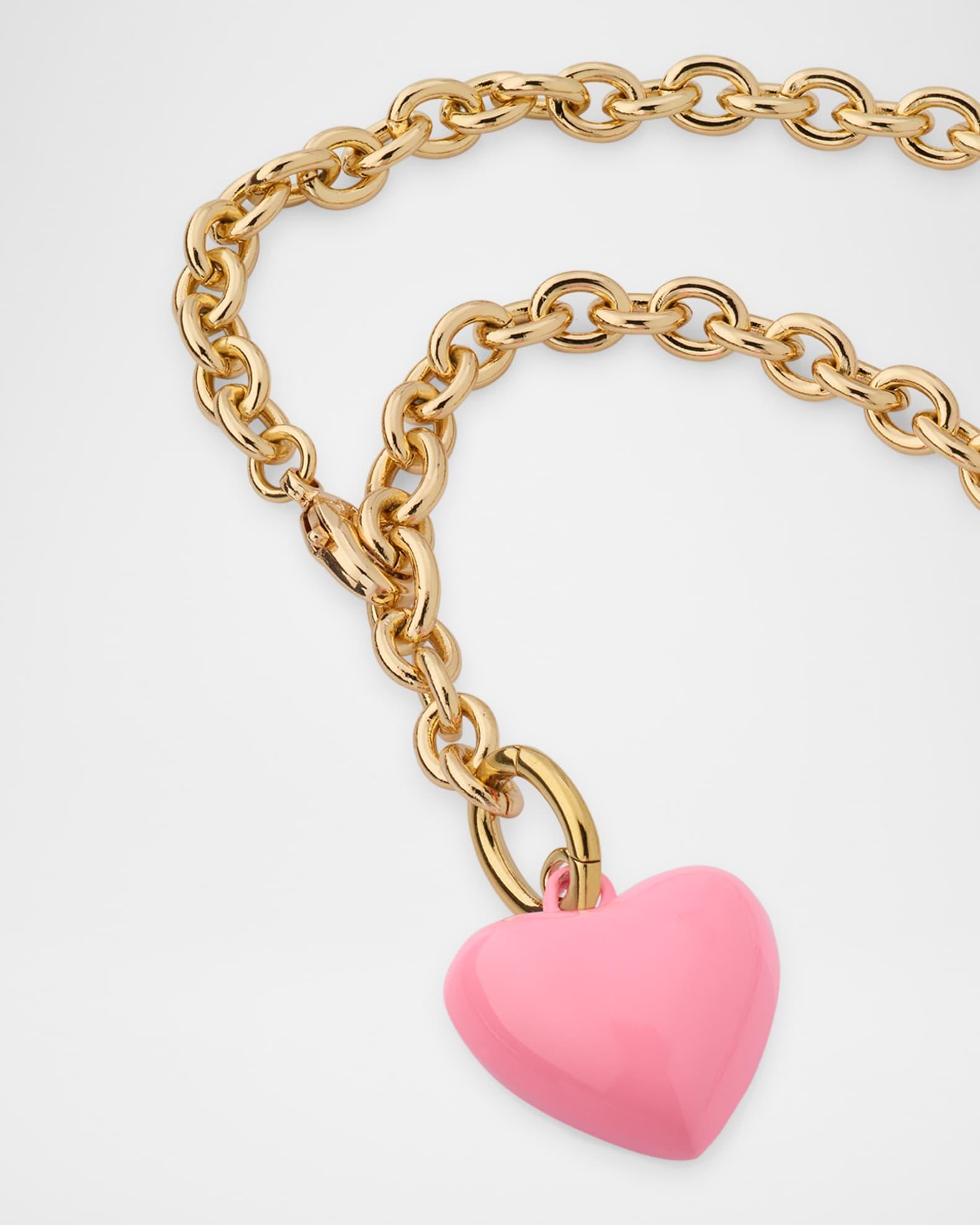 The Mini Puffy Heart Necklace, Pink Product Image