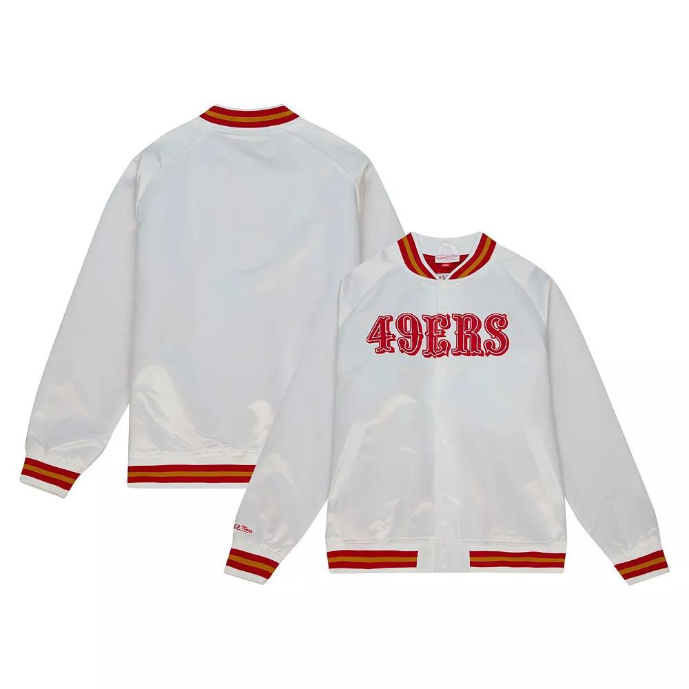 Men's Mitchell & Ness White San Francisco 49ers Vintage Logo Satin Full-Snap Jacket,  Product Image
