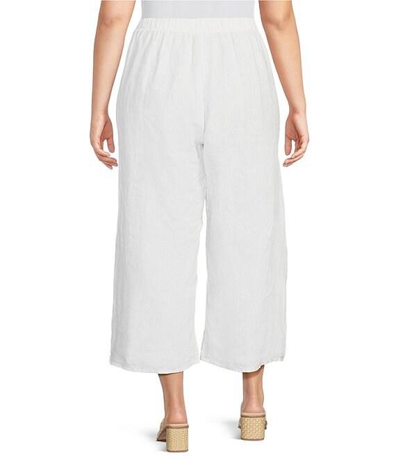 Bryn Walker Plus Light Linen Elastic Waist Wide Leg Pants Product Image