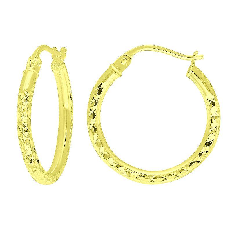 Aleure Precioso Sterling Silver Textured Hoop Earrings, Women's,  Product Image