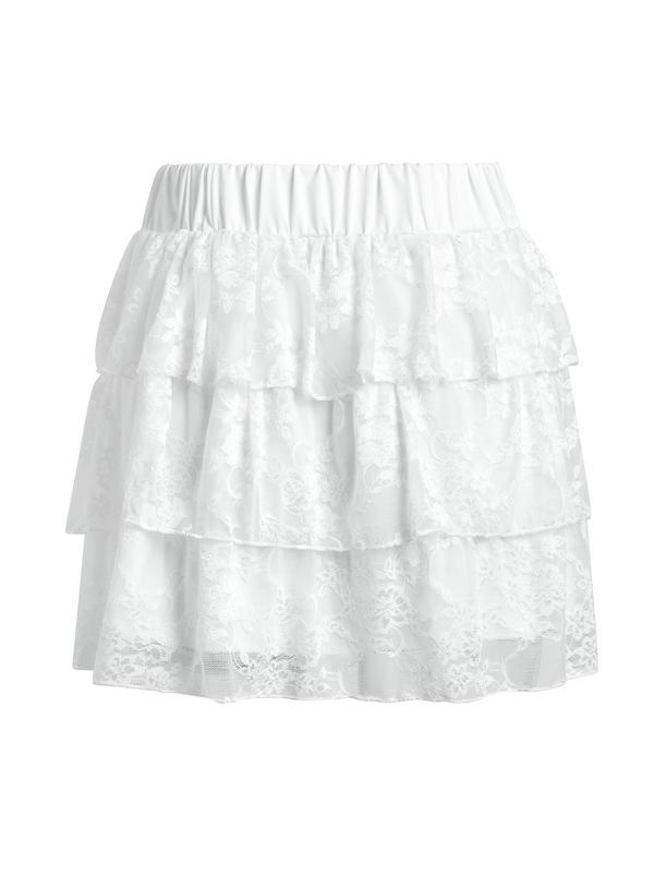 Lace Off Shoulder Tie Front Long Sleeve Tee & Tiered Skirt Set Product Image