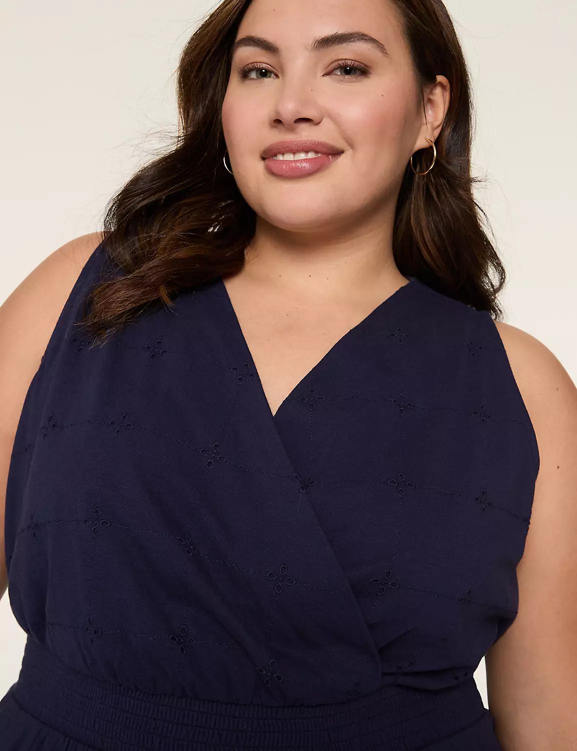 Knit Eyelet Sleeveless Jumpsuit Product Image