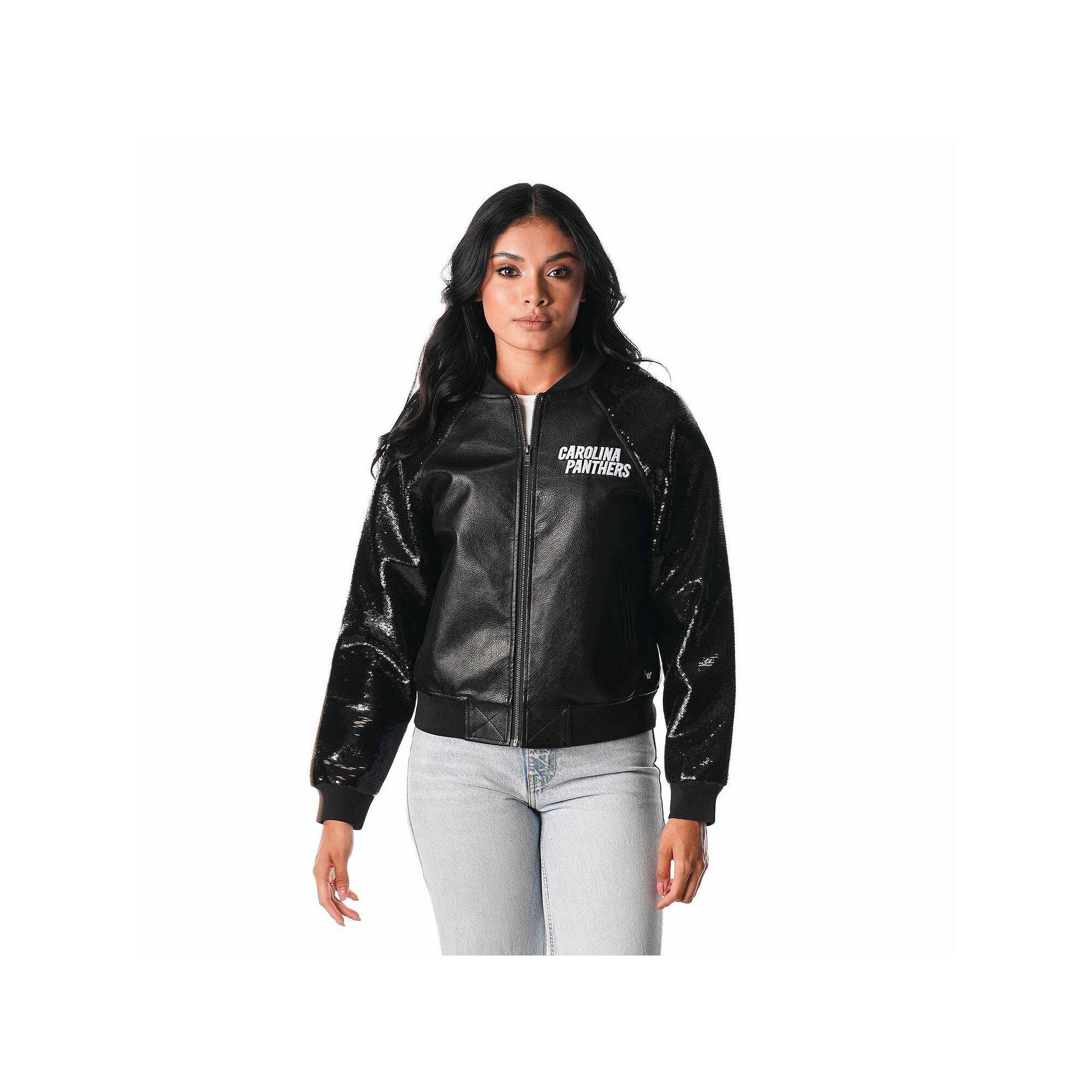 Women's The Wild Collective Black Carolina Panthers Sequin Full-Zip Jacket,  Product Image