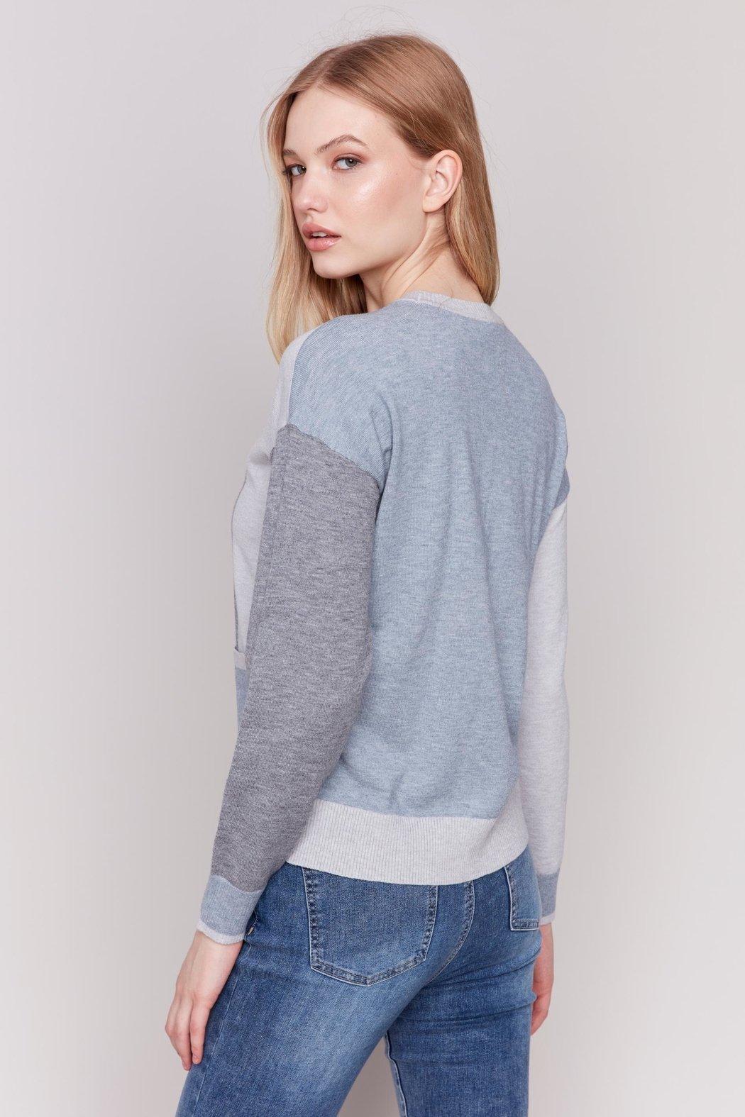 Grey Color Block Sweater Product Image