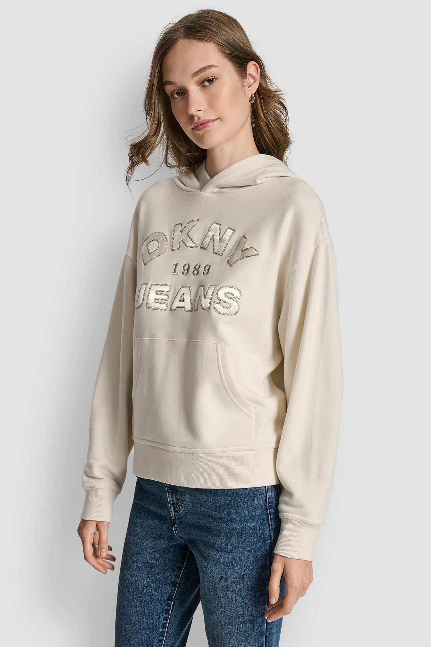 DKNY JEANS SATIN APPLIQUE CHAINSTITCH LOGO SWEATSHIRT Product Image